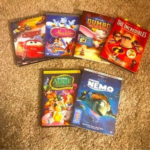 6 Disney Movies on DVD | Cars, Dumbo, Aladdin, Finding Nemo, Incredibles, Alice